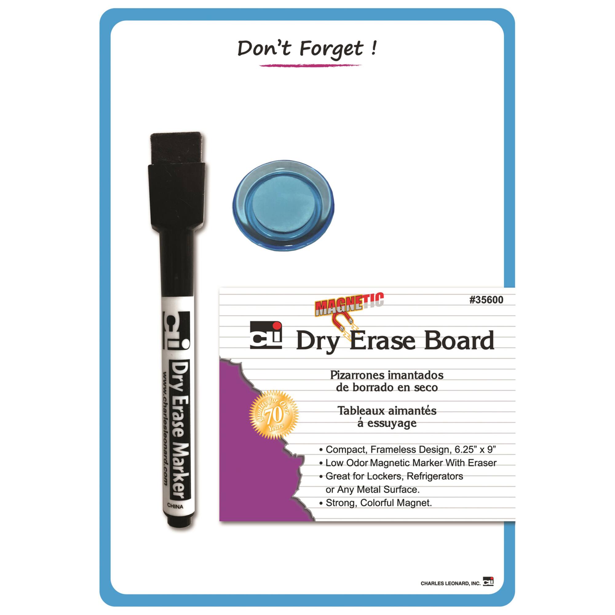 Charles Leonard 6.25" x 9" Blue Frame Magnetic Dry Erase Board Set, 12ct.